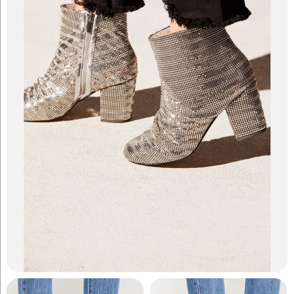 New Free People & Faryl Robin Vegan Bling Heel Boots Silver Size 5